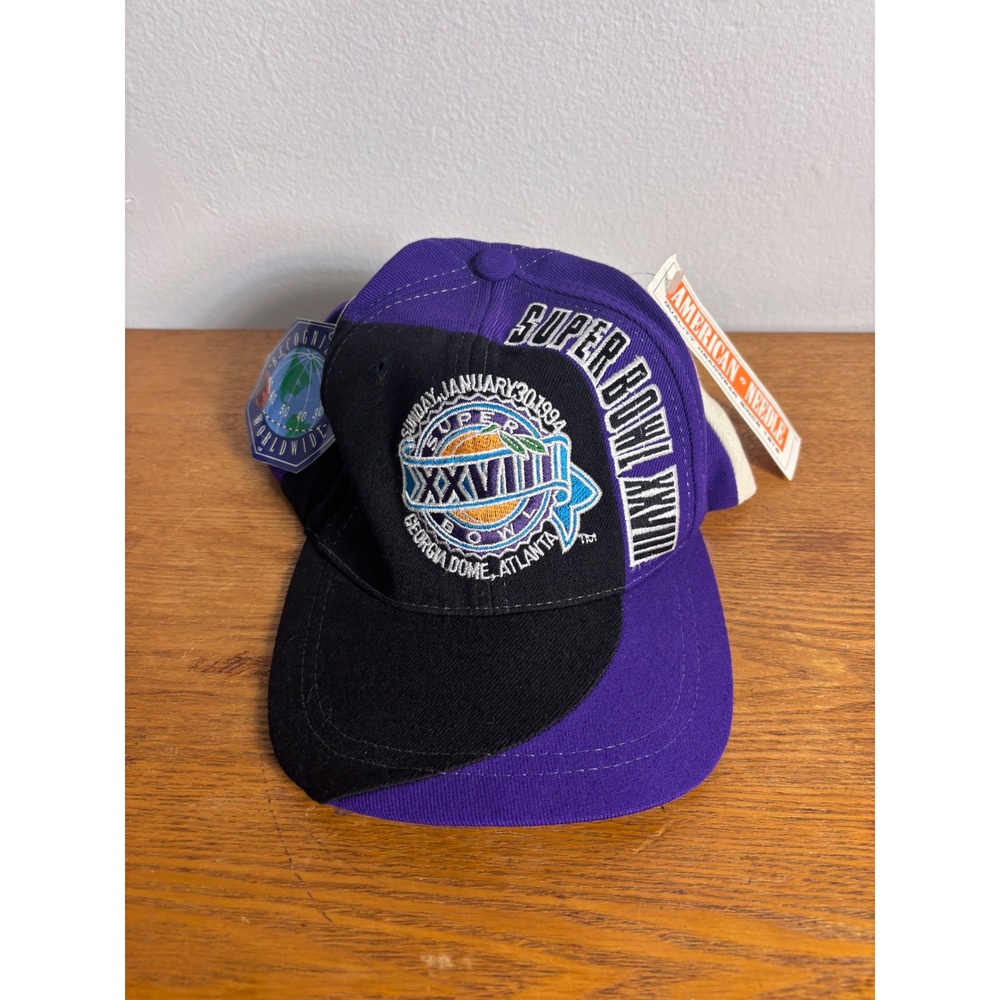 Vintage American Needle Super Bowl XXVIII 1994 Atlanta Snapback Hat Purple Wool